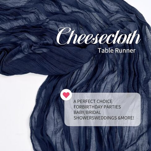 24 عبوة من مفرش طاولة من القماش القطني، مفرش طاولة من القماش القطني باللون الأزرق الداكن مقاس 10 أقدام من شاش بوهو الريفي مفرش طاولة طويل لحفلات الزفاف وحفلات الزفاف وحفلات أعياد الميلاد وديكور الطاولة. (20 × 120 بوصة) in Kuwait