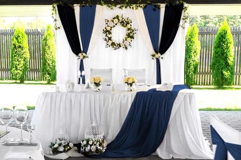 24 عبوة من مفرش طاولة من القماش القطني، مفرش طاولة من القماش القطني باللون الأزرق الداكن مقاس 10 أقدام من شاش بوهو الريفي مفرش طاولة طويل لحفلات الزفاف وحفلات الزفاف وحفلات أعياد الميلاد وديكور الطاولة. (20 × 120 بوصة) in Kuwait