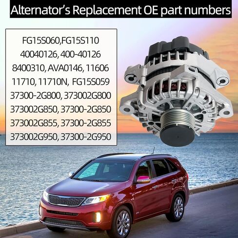 مولد كهربائي 12 فولت 150 أمبير مناسب لسيارة Kia Optima EX/LX، مناسب لسيارة Sorento LX 2.4L مناسب لسيارة Hyundai Santa GLS 2.4L، مناسب لسيارة Santa Fe Sport 2.0T 2.0L/Base 2.4L 13-16 OE*37300-2G800 37300-2G850 37300 -2G855 in Saudi Arabia