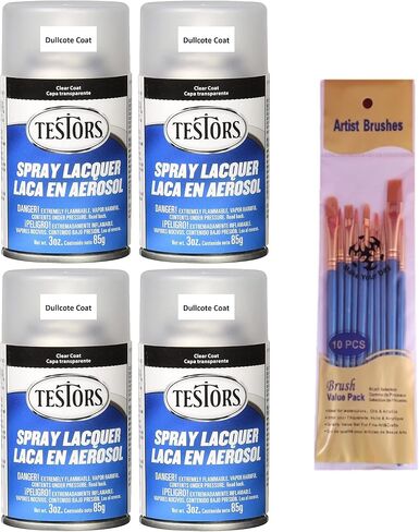 اجعل يومك اختبارًا TES1260 Dullcote Spray Enamel 3oz، طبقة شفافة (عبوة من 4) مجموعة فرش طلاء in Kuwait