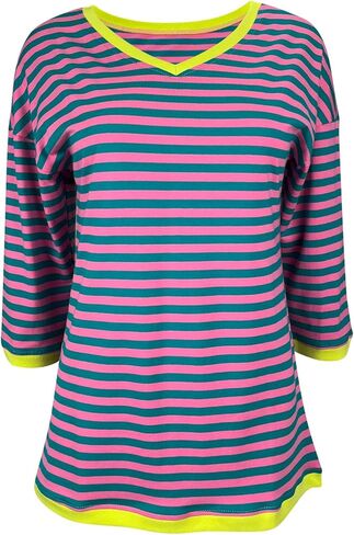 تيشيرتات نسائية صيفية بأكمام 3/4 من Dailiup كاجوال برقبة على شكل حرف V وتيز سادة وجذابة وبلوزات علوية أساسية in Kuwait