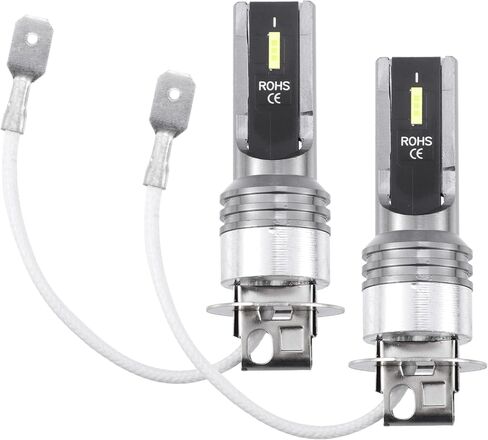 مصابيح الضباب LED H3 6000K أبيض بارد فائق السطوع 80 وات رقائق CSP للطاقة LED قيادة السيارة وتشغيل DRL مصباح ساطع IP67 مقاوم للماء من الألومنيوم الأبيض (مجموعة من 2) in Saudi Arabia