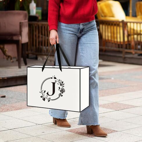 Initial Letter Gift Bag for Personalized Gifts 16.9'' x 12.6'' Monogrammed Letter Gift Bag with Wrapping Tissue Paper Cards, Paper Letter Gift Bag for Baby Shower Holiday Friend Anniversary (Letter A) in Saudi Arabia