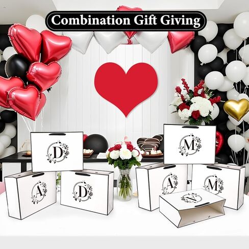 Initial Letter Gift Bag for Personalized Gifts 16.9'' x 12.6'' Monogrammed Letter Gift Bag with Wrapping Tissue Paper Cards, Paper Letter Gift Bag for Baby Shower Holiday Friend Anniversary (Letter A) in Saudi Arabia
