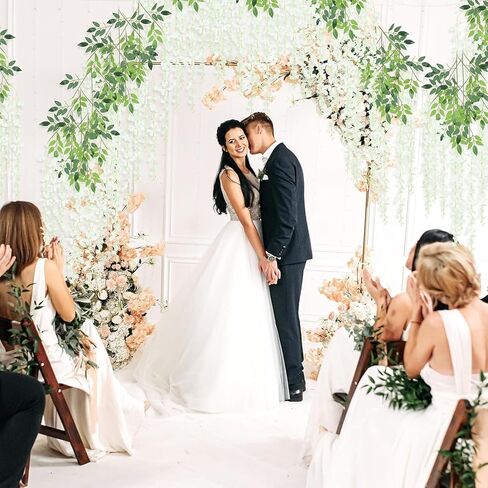 Sunm Boutique 12 Pack Wisteria Hanging Flowers, 3.6 Feet Wisteria Flowers Hanging Garland, Silk Artificial Wisteria Flower Vine String for Wedding Party Home Office Wall Decor (White) in Kuwait