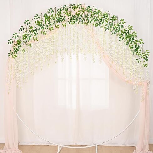 Sunm Boutique 12 Pack Wisteria Hanging Flowers, 3.6 Feet Wisteria Flowers Hanging Garland, Silk Artificial Wisteria Flower Vine String for Wedding Party Home Office Wall Decor (White) in Kuwait