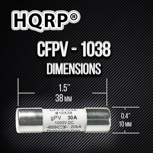 HQRP 2-Pack Solar PV Fast Acting Photovoltaic Fuse Link CFPV-1038, gPV type, 30 Amp 1000V DC, 10x38mm, 20kA IR, Replacement for Littelfuse SPF030, In-Line Midget Ceramic Fuses for Solar Power Systems in Saudi Arabia