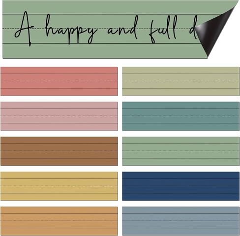 10 Pcs Magnetic Sentence Strips 12 x 3 Inch Magnetic Dry Erase Sentence Strips for Teacher Reusable Classroom Learning Tool for Whiteboard Kids Office School Supply, 10 Color (Morandi Color) in Saudi Arabia