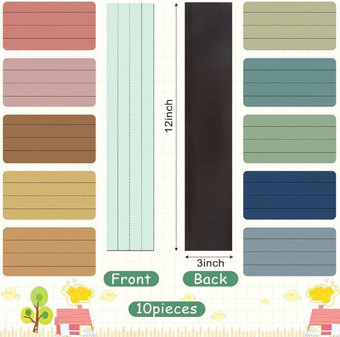 10 Pcs Magnetic Sentence Strips 12 x 3 Inch Magnetic Dry Erase Sentence Strips for Teacher Reusable Classroom Learning Tool for Whiteboard Kids Office School Supply, 10 Color (Morandi Color) in Saudi Arabia