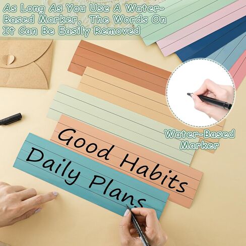 10 Pcs Magnetic Sentence Strips 12 x 3 Inch Magnetic Dry Erase Sentence Strips for Teacher Reusable Classroom Learning Tool for Whiteboard Kids Office School Supply, 10 Color (Morandi Color) in Saudi Arabia