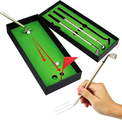 Golf Pen Set, Mini Desktop Golf Ball Pen Gift Set Includes Putting Green, Three Golf Clubs Pen, Golf Balls and Golf Flag, White Elephant Gifts for Adults, Golf Gifts for Men Desk Games in Saudi Arabia