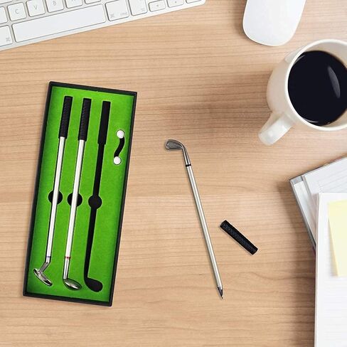 Golf Pen Set, Mini Desktop Golf Ball Pen Gift Set Includes Putting Green, Three Golf Clubs Pen, Golf Balls and Golf Flag, White Elephant Gifts for Adults, Golf Gifts for Men Desk Games in Saudi Arabia