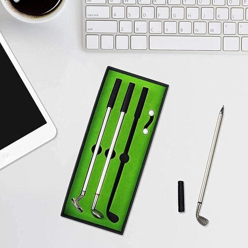 Golf Pen Set, Mini Desktop Golf Ball Pen Gift Set Includes Putting Green, Three Golf Clubs Pen, Golf Balls and Golf Flag, White Elephant Gifts for Adults, Golf Gifts for Men Desk Games in Saudi Arabia