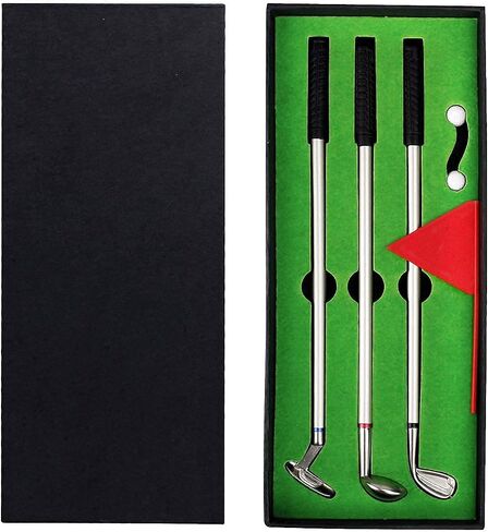 Golf Pen Set, Mini Desktop Golf Ball Pen Gift Set Includes Putting Green, Three Golf Clubs Pen, Golf Balls and Golf Flag, White Elephant Gifts for Adults, Golf Gifts for Men Desk Games in Saudi Arabia