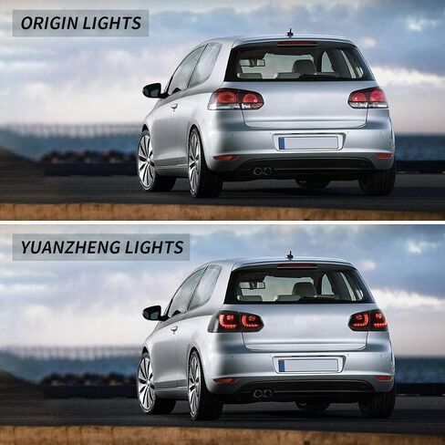 VLAND LED Tail Lights For 2010-2014 Golf 6 MK6 GTI & 2012 2013 Golf R, LED Rear Lamp Assembly with Sequential Turn Signal, Red & Clear lens, Not For Convertible in Saudi Arabia