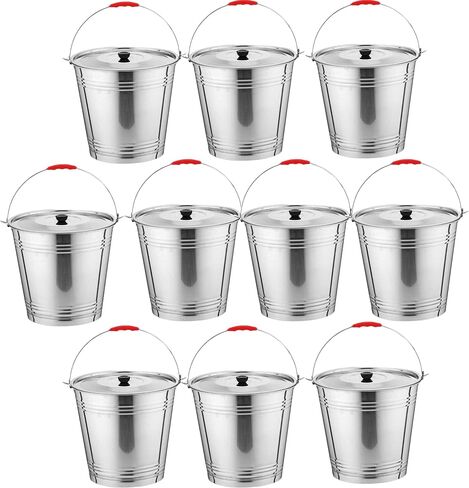 Skywin Metal Can with Lid - Durable 4 Gallon Metal Bucket with Lid for Heavy Loads - Environment-Friendly Metal Trash Can with Lid Outdoor, Safe Alternative to Plastic (2) in Saudi Arabia