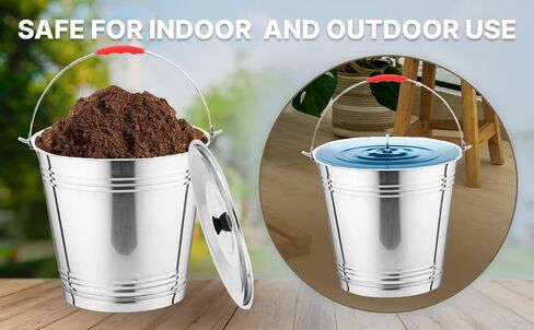 Skywin Metal Can with Lid - Durable 4 Gallon Metal Bucket with Lid for Heavy Loads - Environment-Friendly Metal Trash Can with Lid Outdoor, Safe Alternative to Plastic (2) in Saudi Arabia