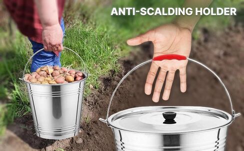 Skywin Metal Can with Lid - Durable 4 Gallon Metal Bucket with Lid for Heavy Loads - Environment-Friendly Metal Trash Can with Lid Outdoor, Safe Alternative to Plastic (2) in Saudi Arabia
