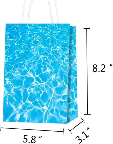 Ertyjikg لوازم حفلات أمواج المحيط - 16 قطعة من أكياس هدايا المحيط لحفلات المحيط تحت البحر باللون الأزرق لمستلزمات حفلات الشاطئ وحمام السباحة للأطفال والكبار من أجل لوازم حفلات حورية البحر المحيطية in Kuwait