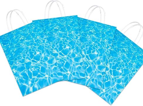 Ertyjikg لوازم حفلات أمواج المحيط - 16 قطعة من أكياس هدايا المحيط لحفلات المحيط تحت البحر باللون الأزرق لمستلزمات حفلات الشاطئ وحمام السباحة للأطفال والكبار من أجل لوازم حفلات حورية البحر المحيطية in Kuwait