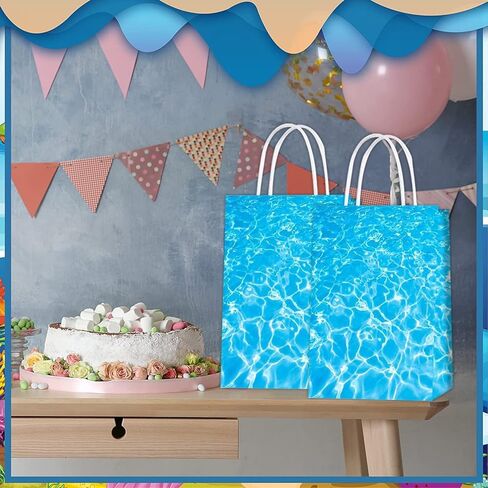 Ertyjikg لوازم حفلات أمواج المحيط - 16 قطعة من أكياس هدايا المحيط لحفلات المحيط تحت البحر باللون الأزرق لمستلزمات حفلات الشاطئ وحمام السباحة للأطفال والكبار من أجل لوازم حفلات حورية البحر المحيطية in Kuwait