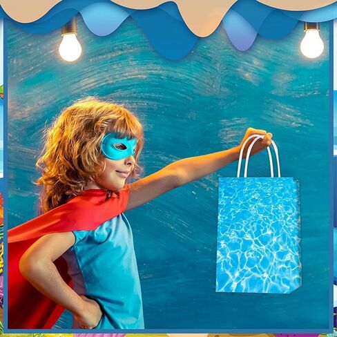 Ertyjikg لوازم حفلات أمواج المحيط - 16 قطعة من أكياس هدايا المحيط لحفلات المحيط تحت البحر باللون الأزرق لمستلزمات حفلات الشاطئ وحمام السباحة للأطفال والكبار من أجل لوازم حفلات حورية البحر المحيطية in Kuwait