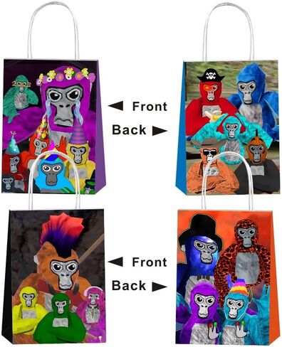 SQDDG 12 قطعة من حقائب هدايا الحفلات ذات علامة الغوريلا مع مقابض، لوازم حفلات أعياد الميلاد بعلامة الغوريلا لديكورات الحفلات ذات علامة الغوريلا in Kuwait