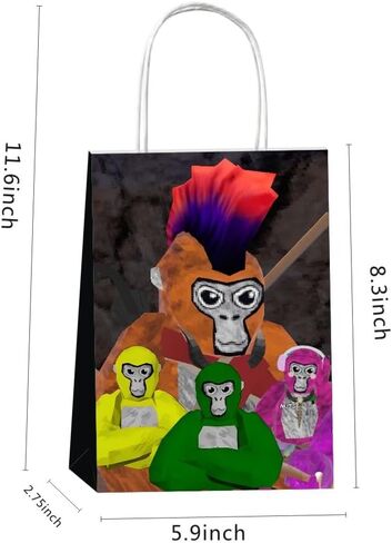 SQDDG 12 قطعة من حقائب هدايا الحفلات ذات علامة الغوريلا مع مقابض، لوازم حفلات أعياد الميلاد بعلامة الغوريلا لديكورات الحفلات ذات علامة الغوريلا in Kuwait