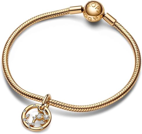 PANDORA Scorpio Zodiac Dangle Charm - متوافق مع مجوهرات PANDORA ME & Moments - مجوهرات علامة زودياك - هدية رائعة لها - ذهب عيار 14 قيراط مع زركونيا مكعب شفاف - مع صندوق هدايا in Saudi Arabia