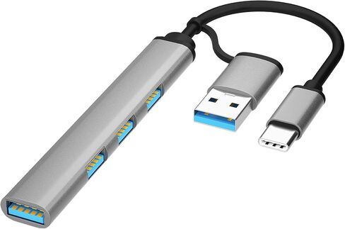 محور USB C، محور نحيف للغاية 4 منافذ USB 3.0 مع نقل بيانات بسرعة 5 جيجابت في الثانية، 4K-HDMI، قارئ بطاقات SD/TF، ​​محول متعدد المنافذ متوافق مع أجهزة الكمبيوتر المحمولة USB C in Kuwait