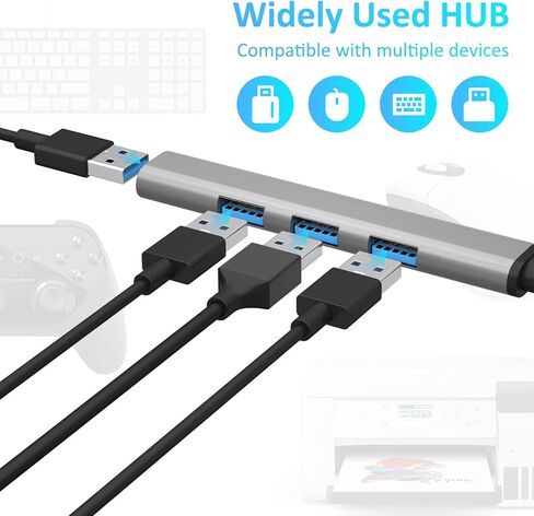 محور USB C، محور نحيف للغاية 4 منافذ USB 3.0 مع نقل بيانات بسرعة 5 جيجابت في الثانية، 4K-HDMI، قارئ بطاقات SD/TF، ​​محول متعدد المنافذ متوافق مع أجهزة الكمبيوتر المحمولة USB C in Kuwait