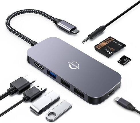 USB C Hub,8in1 Multiport USB C Docking Station with 3.5mm Audio Jack,4K HDMI,100W PD,TF/SD Card Reader and 3 USB 3.0 Data Ports for PC,DELL/HP Laptops,Mac,MacBook Air/Pro,and More in Saudi Arabia