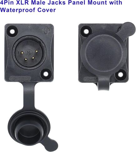 4-Pin XLR Male Jack Panel Mount Jacks with Waterproof Cover,Gold Plated XLR 4 Pin Microphone Audio Jack Connector D Series Size,Black in Kuwait