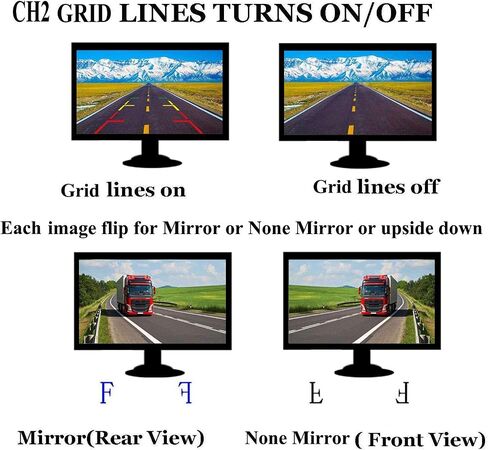 كاميرا احتياطية HD 1080P شاشة 7 بوصات، طقم كاميرا سلكية بمرآة الرؤية الخلفية للسيارة 4X 4 Pin AHD + شاشة IPS 4 سبليت مقاس 7 بوصات لشاحنة الحافلة مقطورة RV شديدة التحمل A701 in Kuwait
