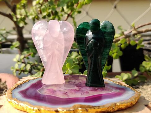 تماثيل منحوتة من وندر كير بوكيت جارديان آنجل تايجر آي كريستال من الأحجار الكريمة الطبيعية ريكي هيلينج إنيرجي (1.5 بوصة - 2.0 بوصة) (عبوة من قطعتين) in Kuwait