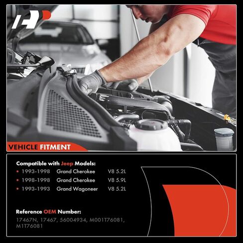 محرك A-Premium Starter متوافق مع Jeep Grand Cherokee 1993-1998 5.2L 5.9L، Grand Wagoneer 1993 5.2L، 12V 1.7KW 10 أسنان في اتجاه عقارب الساعة، استبدال # 56004934 in Saudi Arabia