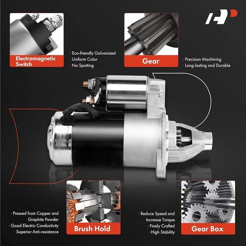 محرك A-Premium Starter متوافق مع Jeep Grand Cherokee 1993-1998 5.2L 5.9L، Grand Wagoneer 1993 5.2L، 12V 1.7KW 10 أسنان في اتجاه عقارب الساعة، استبدال # 56004934 in Saudi Arabia