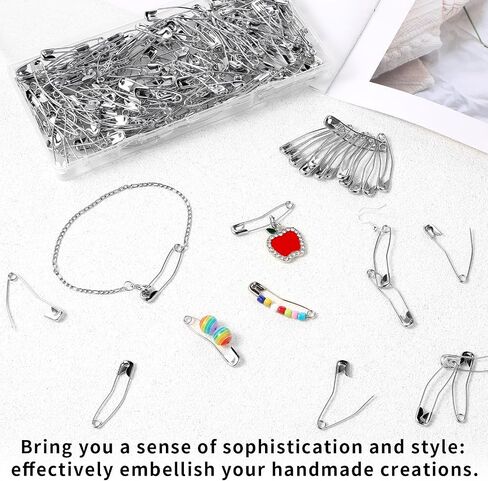 200 Pcs Curved Safety Pins, 1.5 inch Quilting Basting Pins with Box, Bent Safety Pins, Sewing Safety Pins Accessories for Quick Basting Knitting and Quilting(Silver) in Saudi Arabia