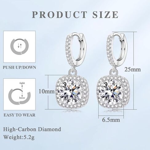 High-Carbon Diamond Hoop Earrings for Women Sterling Silver Cuff Earrings Drop Huggie Stud Halo Earrings with 18K in Kuwait