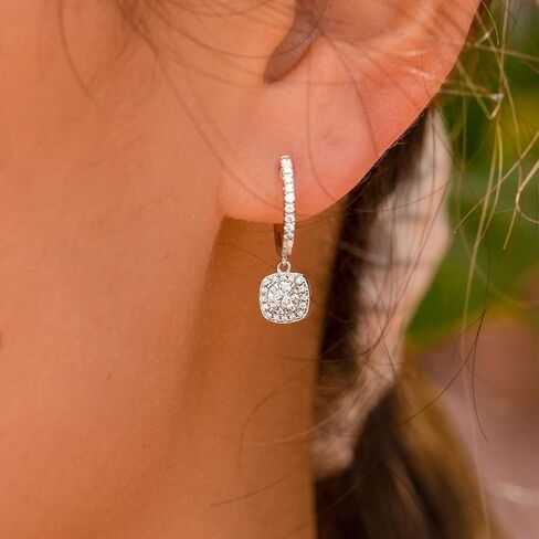 High-Carbon Diamond Hoop Earrings for Women Sterling Silver Cuff Earrings Drop Huggie Stud Halo Earrings with 18K in Kuwait