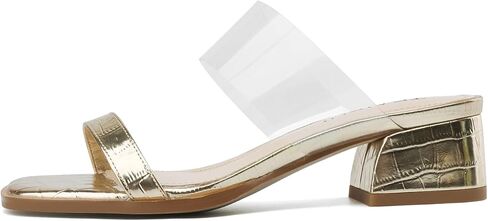 Clear Heels for Women Low Chunky Block Heels Sandals Two Strap Square Open Toe Slip On Sandals Comfortable Clear Pumps Shoes for Women Dressy Summer Casual Shoes in Saudi Arabia