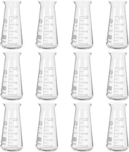 PATIKIL Erlenmeyer Flask, 6 Pcs 125ml 4.13oz Narrow Mouth Graduated Flasks Borosilicate Glass with Printed Graduation for Lab Experiment Chemistry Science Study in Saudi Arabia