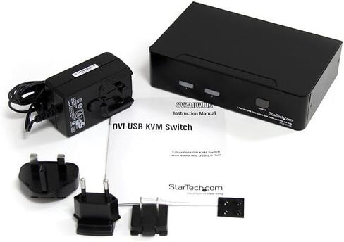StarTech.com 2 Port DVI KVM Switch - USB DVI Dual Link - Hot-key & Audio Support - 1920x1200 KVM Switch - KVM Video Switch (SV231DVIUA),Black in Saudi Arabia