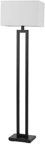 Globe Electric 61000052 60" Floor Lamp, Matte Black, Square White Fabric Shade, On/Off Rotary Switch on Socket, Square Rod, Reading Lamp, Home Office Accessories, Home Décor, Home Improvement in Saudi Arabia