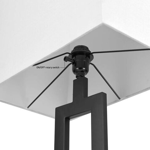 Globe Electric 61000052 60" Floor Lamp, Matte Black, Square White Fabric Shade, On/Off Rotary Switch on Socket, Square Rod, Reading Lamp, Home Office Accessories, Home Décor, Home Improvement in Saudi Arabia