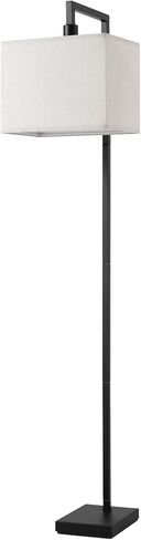 Globe Electric 61000052 60" Floor Lamp, Matte Black, Square White Fabric Shade, On/Off Rotary Switch on Socket, Square Rod, Reading Lamp, Home Office Accessories, Home Décor, Home Improvement in Saudi Arabia