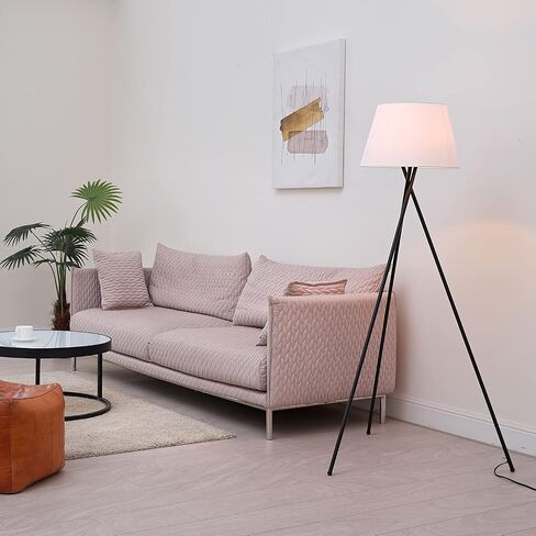 Globe Electric 61000052 60" Floor Lamp, Matte Black, Square White Fabric Shade, On/Off Rotary Switch on Socket, Square Rod, Reading Lamp, Home Office Accessories, Home Décor, Home Improvement in Saudi Arabia