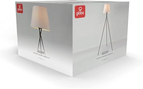 Globe Electric 61000052 60" Floor Lamp, Matte Black, Square White Fabric Shade, On/Off Rotary Switch on Socket, Square Rod, Reading Lamp, Home Office Accessories, Home Décor, Home Improvement in Saudi Arabia