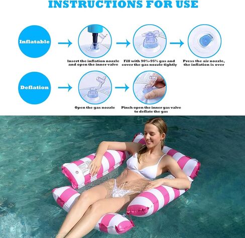 2 Pack Inflatable Pool Floats Adult, 4-in-1 Multi-Purpose Water Hammock Pool Float, Pool Floaties for Adults Fun Swimming Pool, Beach, Outdoor Pool Chair in Kuwait