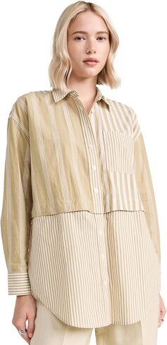 Madewell Women's Modular Oversized Button-Up Shirt in Mixed Stripe in Saudi Arabia